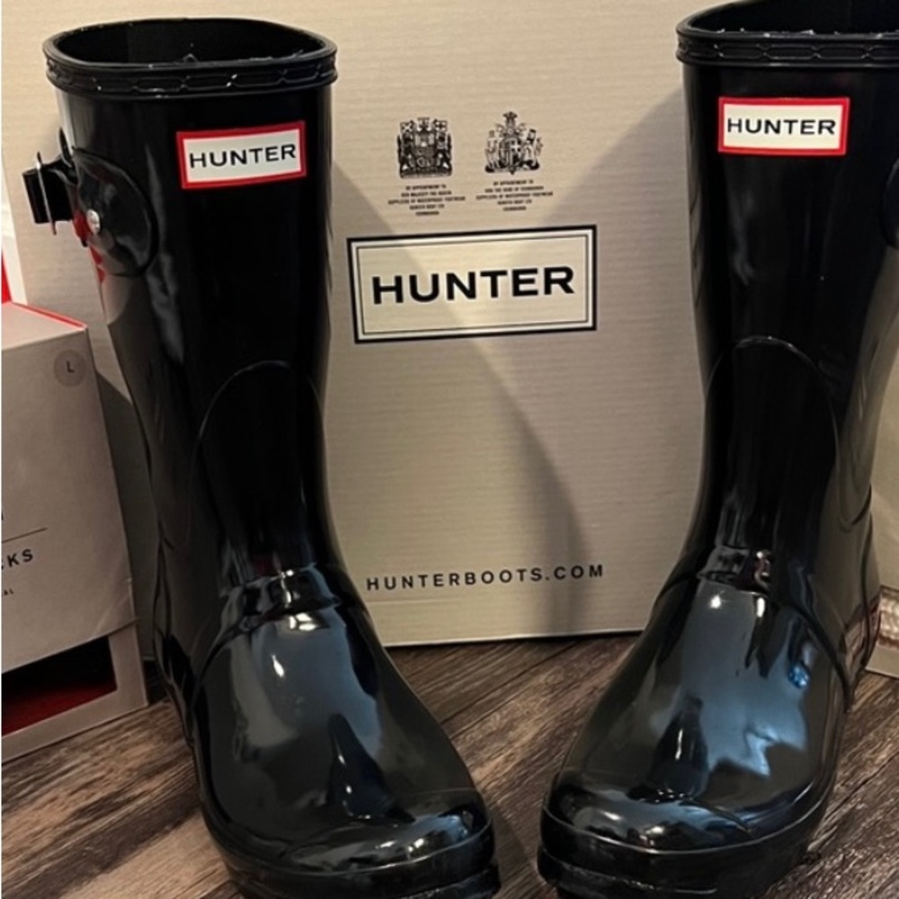Women’s Hunter Black Short Gloss Rain boots